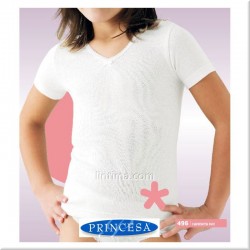 T-shirt fille manches courtes col en v de la PRINCESSE